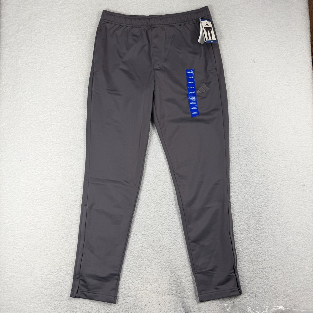 Adidas Men's Gray Athletic L (W32.5x31) Training Track Pants Ankle Zippers NWT